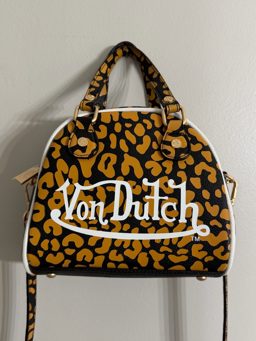 Von Dutch Orange Cheetah Mini Bowling Bag